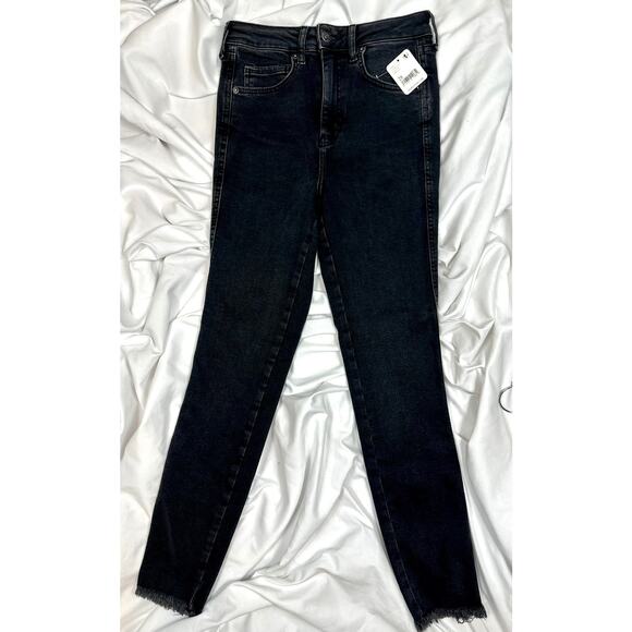 Free People We the Free High Rise Raw Hem Skinny Jeans Black 30 - Picture 5 of 15